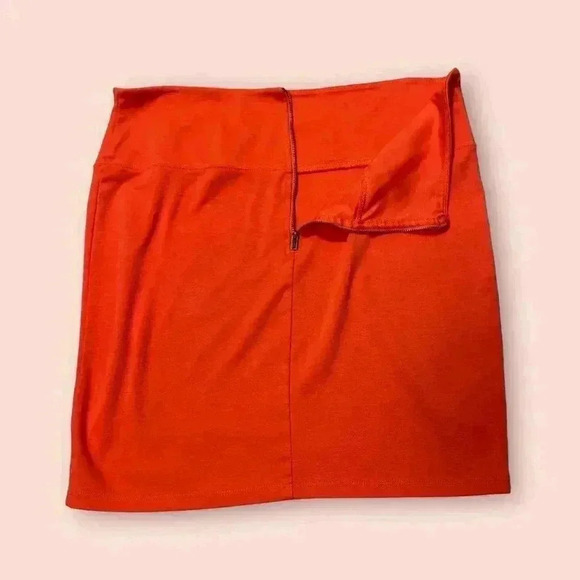 Xhilaration Stretch Zipper Back High Waist Bold Coral Bodycon Mini Skirt - Picture 6 of 7